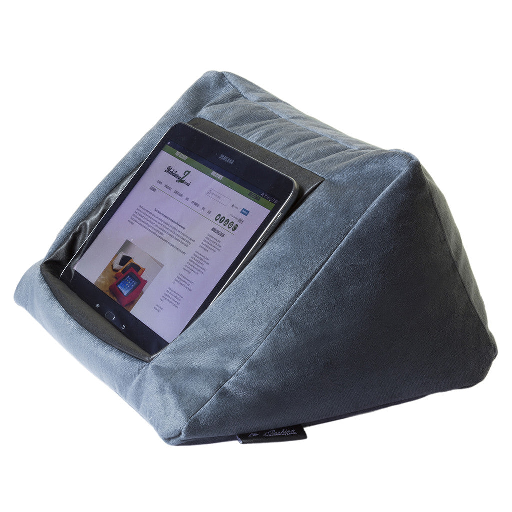 iCushion iPad Cushion Pillow Stand / Holder Velvet Blue Grey