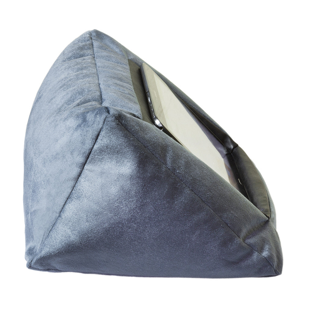 iCushion iPad Cushion Pillow Stand / Holder Velvet Blue Grey